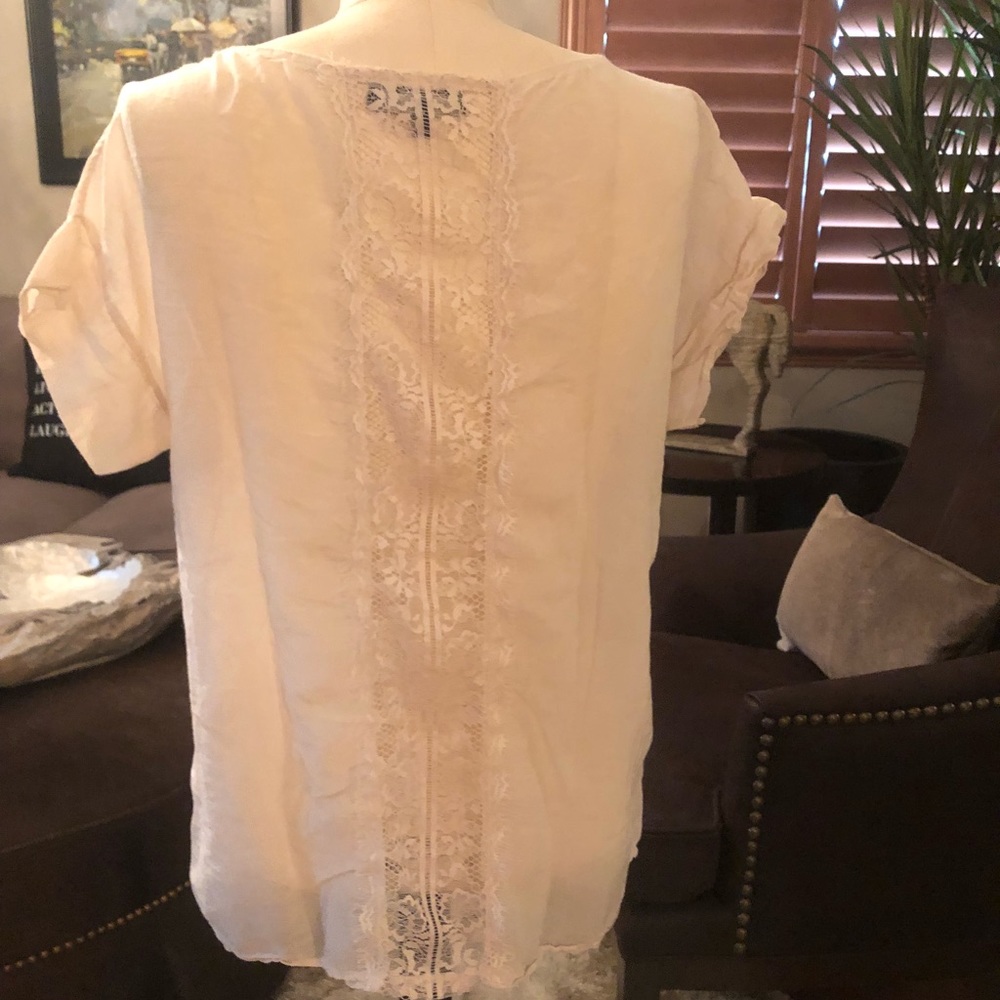 Aiki Italia white/ ivory cotton/silk top